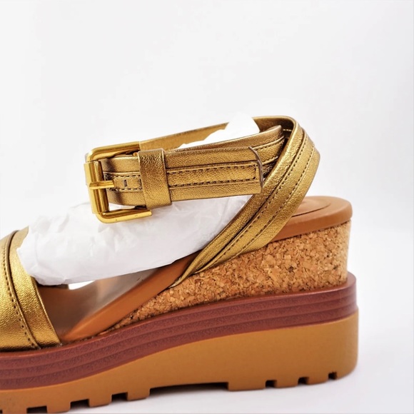 NIB See By Chloe Goat MD Sand Robin Gold Leather Platform Wedge Sandals 6 US - Picture 10 of 16